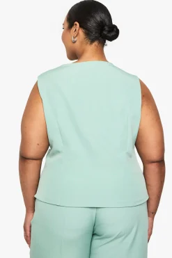Plus Gilet enveloppant sur mesure pour grandes tailles boutonné en tissu tissé