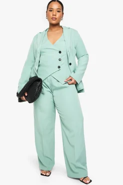 Plus Gilet enveloppant sur mesure pour grandes tailles boutonné en tissu tissé