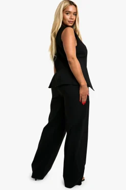 Plus Gilet Long Super Stretch Grande Taille & Pantalon à Jambes Droites