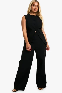 Plus Gilet Long Super Stretch Grande Taille & Pantalon à Jambes Droites