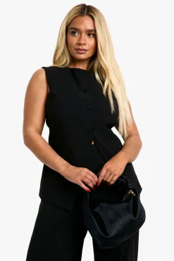 Plus Gilet Long Super Stretch Grande Taille & Pantalon à Jambes Droites