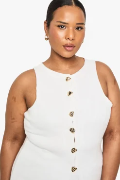 boohoo PLUS GILET TRICOTÉ BOUTONNÉ<Femme Tailleurs|Tops
