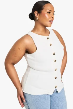 boohoo PLUS GILET TRICOTÉ BOUTONNÉ<Femme Tailleurs|Tops