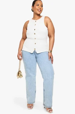 boohoo PLUS GILET TRICOTÉ BOUTONNÉ<Femme Tailleurs|Tops