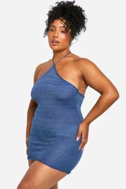 Plus Glitter Robe Mini Tricotée à Col Haut
