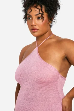 Plus Glitter Robe Mini Tricotée à Col Haut pour Grandes Tailles