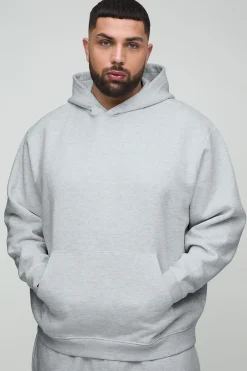 boohooMAN Plus 330GSM Basic Oversized Over The Head Hoodie<Homme Tout Afficher|Sweats À Capuche Grande Taille