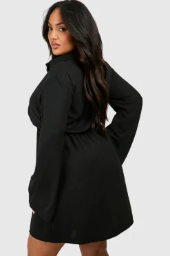 Plus Hammered Twist Front Shift Dress