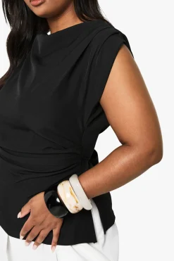 boohoo PLUS – Haut asymétrique à col drapé<Femme Tops