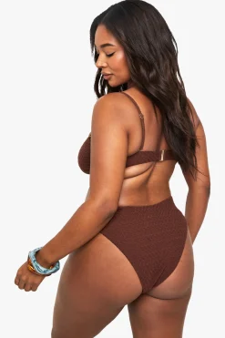 boohoo Plus Haut Bandeau Grande Taille en Tissu Froissé avec Ornement en Gemmes<Femme Looks Chocolat|Tenues De Plage