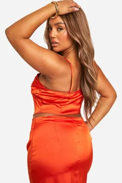 Plus Haut Corset en Satin Drapé pour Grandes Tailles