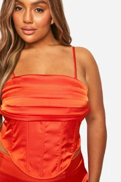 Plus Haut Corset en Satin Drapé pour Grandes Tailles