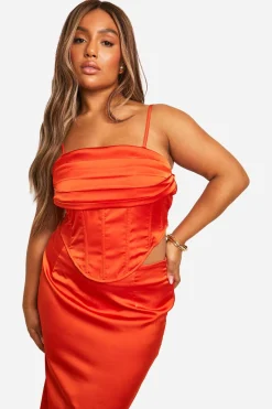 Plus Haut Corset en Satin Drapé pour Grandes Tailles