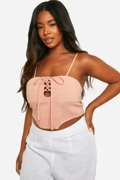 Plus Haut Corset à Lacets Look Lin
