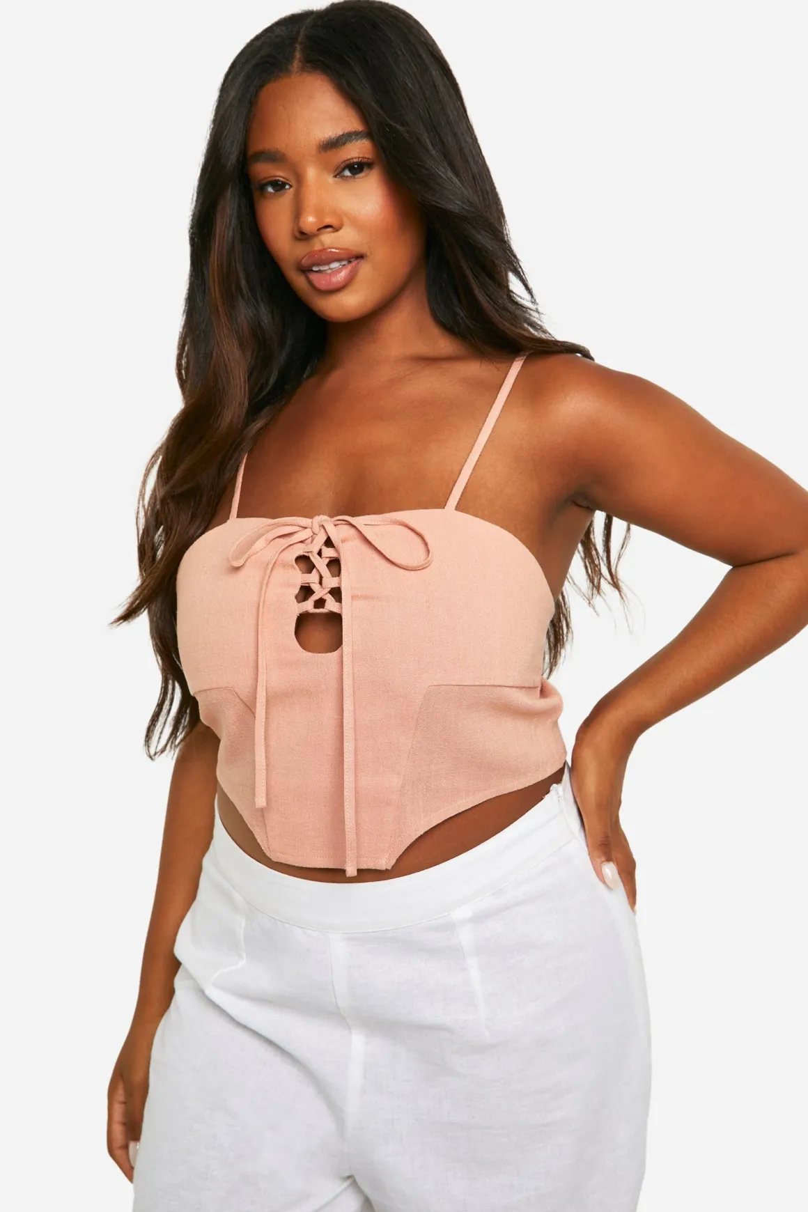 Plus Haut Corset à Lacets Look Lin