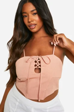 Plus Haut Corset à Lacets Look Lin