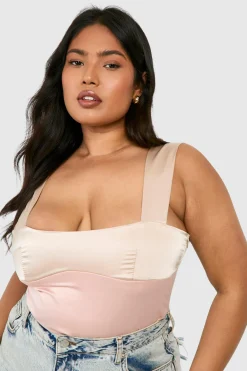 Plus Haut Débardeur à Détails Contrastés pour Taille Plus