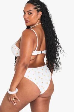 Plus Haut de bikini balcon rembourré à imprimé mandarine