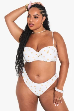 Plus Haut de bikini balcon rembourré à imprimé mandarine