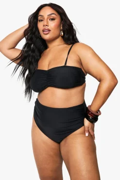 Plus Haut de bikini bandeau Plus à fronces avec bretelles amovibles