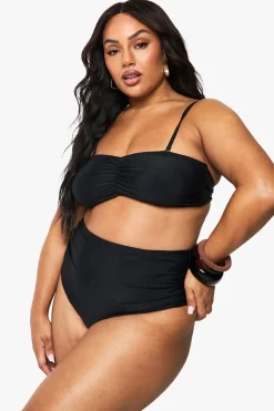 Plus Haut de bikini bandeau Plus à fronces avec bretelles amovibles
