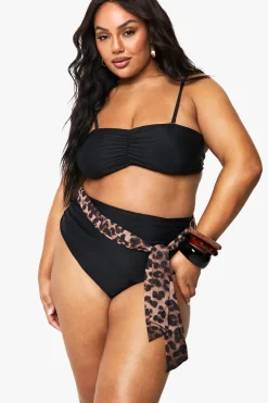 Plus Haut de bikini bandeau Plus à fronces avec bretelles amovibles
