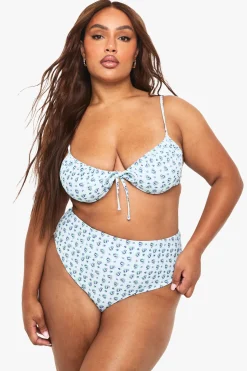 Plus Haut de Bikini Sous-armatures à Imprimé Floral Gingham