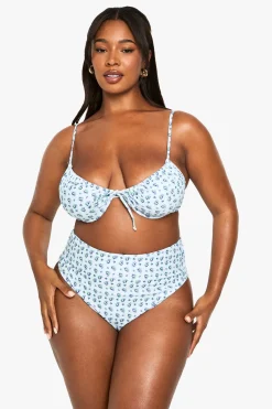 Plus Haut de Bikini Sous-armatures à Imprimé Floral Gingham