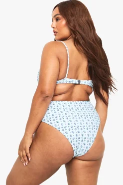 Plus Haut de Bikini Sous-armatures à Imprimé Floral Gingham