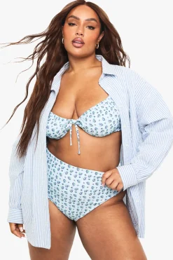 Plus Haut de Bikini Sous-armatures à Imprimé Floral Gingham