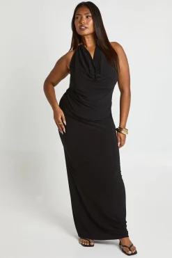 boohoo Plus Haut à encolure drapée avec bordure dorée & Jupe maxi à coupe colonne coordonnée<Femme Ensembles