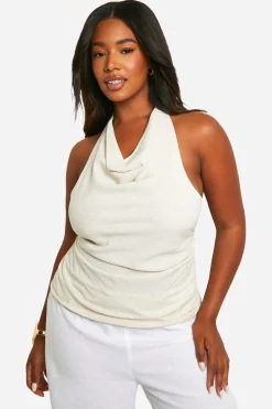 Plus Haut Halterneck Look Lin Grande Taille