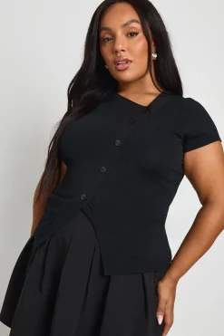 Plus Haut à manches cap asymétrique boutonné