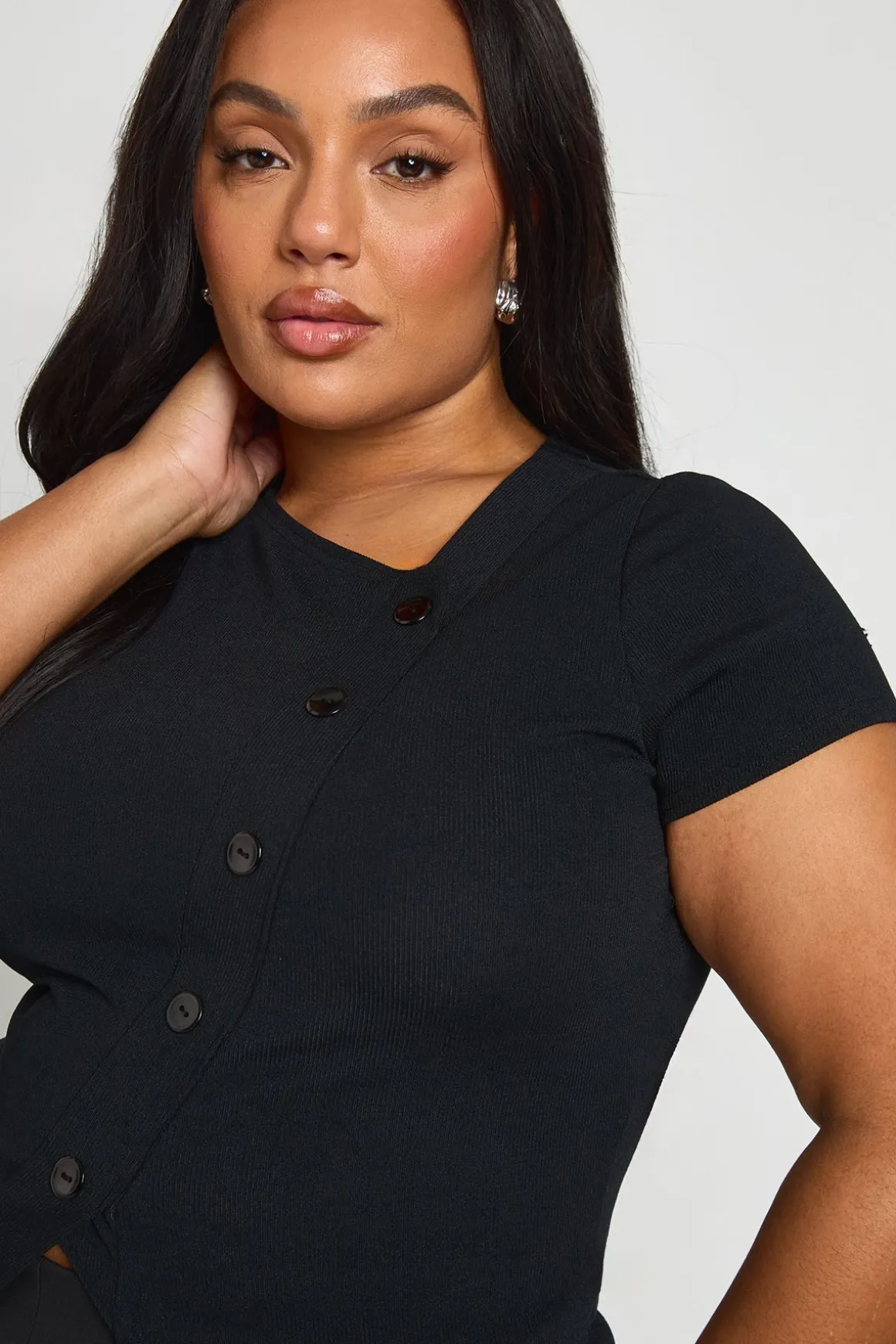 Plus Haut à manches cap asymétrique boutonné