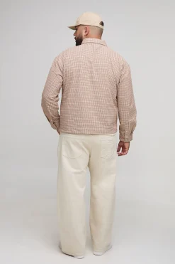 boohooMAN Plus Heritage surchemise à carreaux brodée zippée<Homme Chemises Grande Taille|Chemises