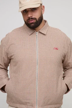 boohooMAN Plus Heritage surchemise à carreaux brodée zippée<Homme Chemises Grande Taille|Chemises