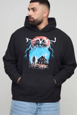Plus Hoodie oversize gothique OFCL TOUR pour homme, style vintage, lavé et imprimé