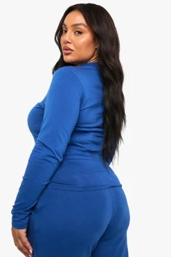 boohoo PLUS IYKYK TOP À MANCHES LONGUES AJUSTÉ<Femme Tops