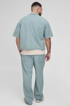 Plus Jacquard Denim Boxy Oversized Revere Shirt