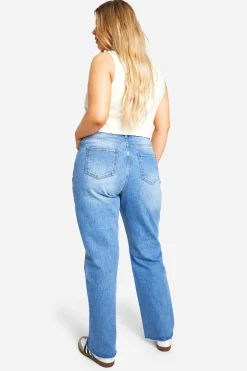 boohoo Plus Jean Déchiré à Jambe Droite pour Grandes Tailles<Femme Denim|Jeans