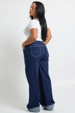 boohoo Plus Jean Droit à Revers<Femme Denim|Jeans