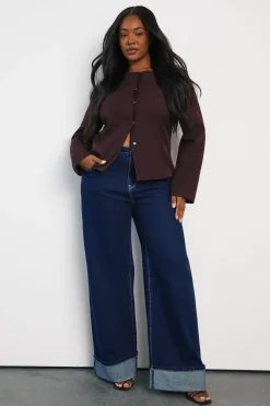 boohoo Plus Jean Droit à Revers<Femme Denim|Jeans