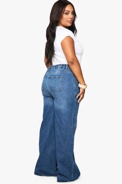 Plus Jean grande taille à taille élastique et jambes larges