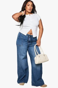 Plus Jean grande taille à taille élastique et jambes larges