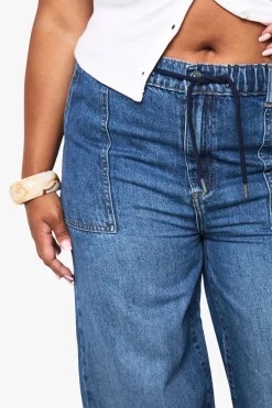 Plus Jean grande taille à taille élastique et jambes larges