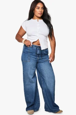 Plus Jean grande taille à taille élastique et jambes larges