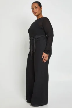 boohoo Plus Jean à jambes larges avec nœud élastiqué à l'arrière<Femme Denim|Jeans