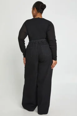 boohoo Plus Jean à jambes larges avec nœud élastiqué à l'arrière<Femme Denim|Jeans