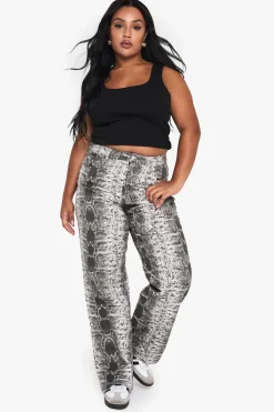 boohoo plus jean à jambes larges imprimé synthétique<Femme Denim|Jeans