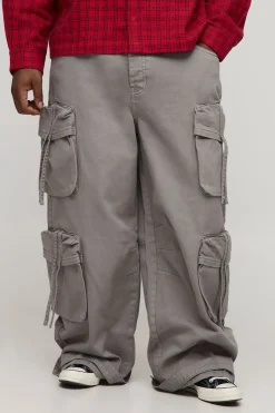 boohooMAN Plus Jeans baggy surteint à poches cargo multiples<Homme Jeans Grande Taille|Denim